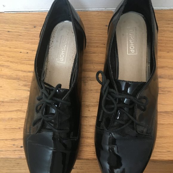 Black, Patent Topshop Lace up flats - Picture 2 of 3